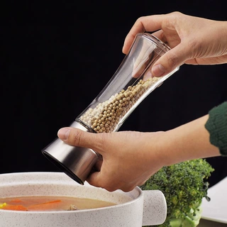 304不锈钢 胡椒研磨器玻璃瓶 手动胡椒研磨器 储物罐