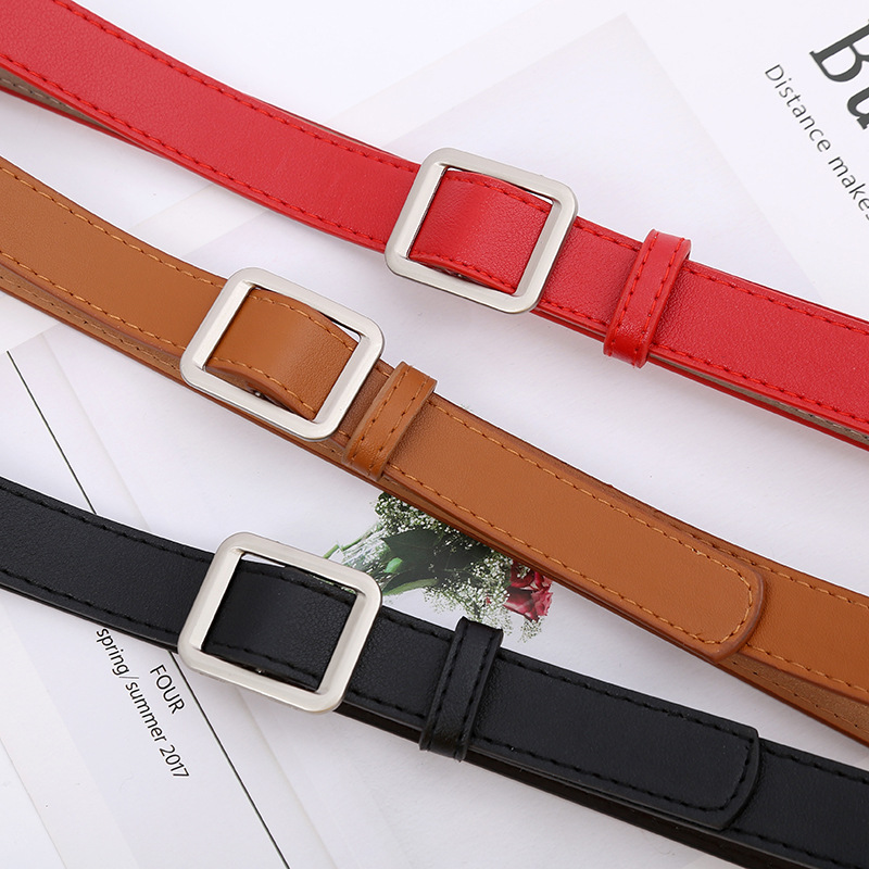 Casual Round Pu Leather Alloy Metal Button Belt display picture 1