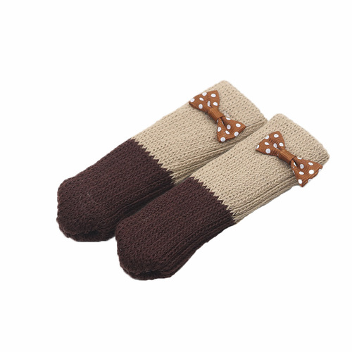 Knitted chair foot covers, bow-tie style stool foot covers, thickened silent wear-resistant dining table and chair leg covers, door handle gloves