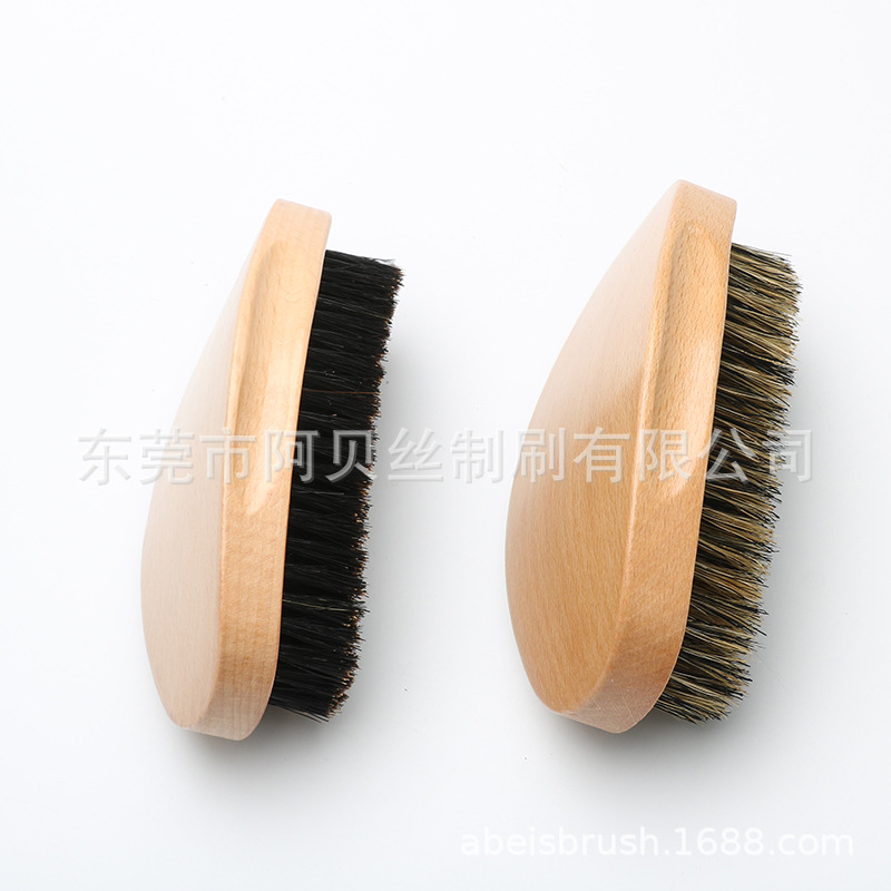 跨境爆款 波浪发刷油头刷 原木色胡子刷猪鬃毛胡须刷 榉木造型梳-阿里巴巴