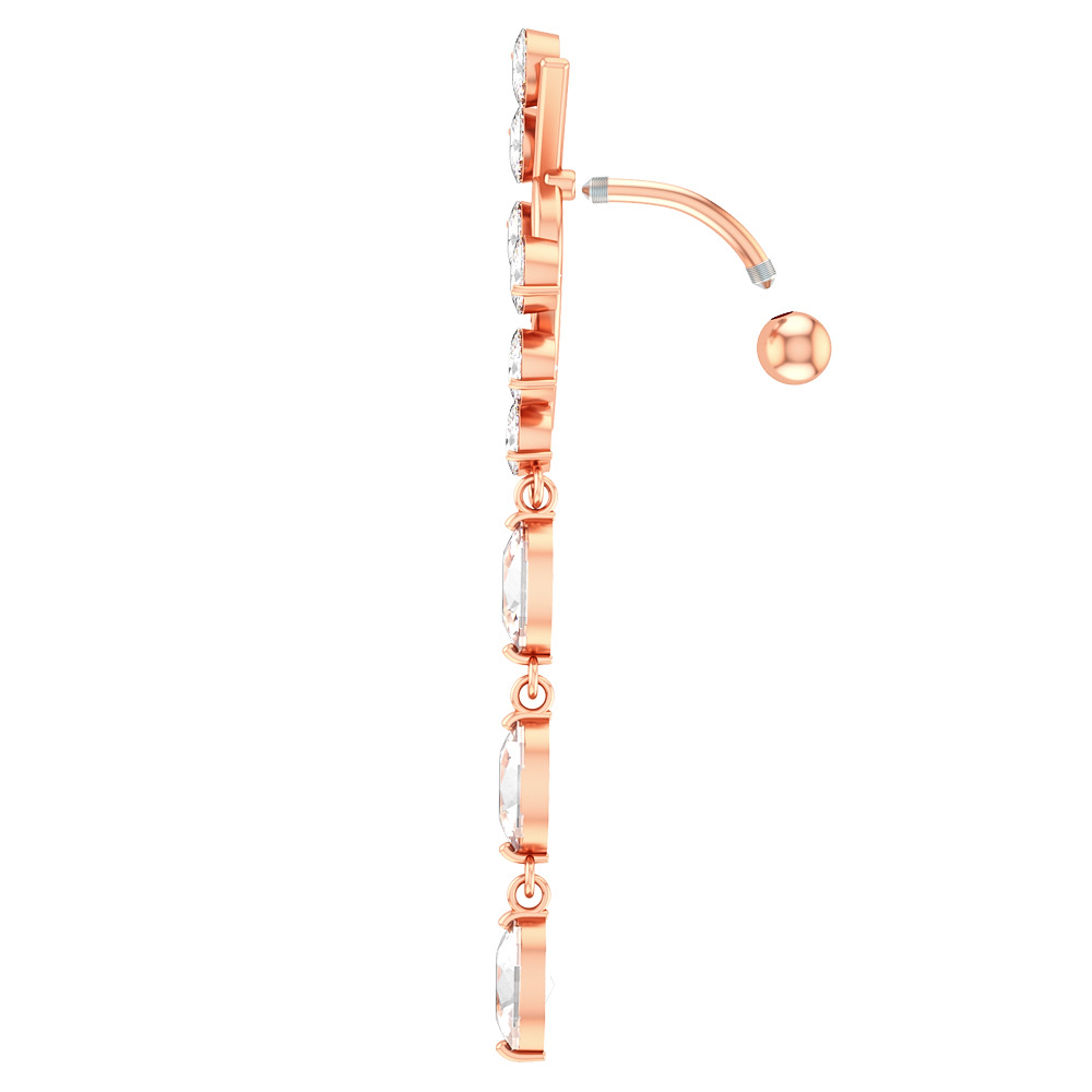 Nuovo piercing creativo con bottone in zircone smussato e anello per l'ombelico_voghion.com