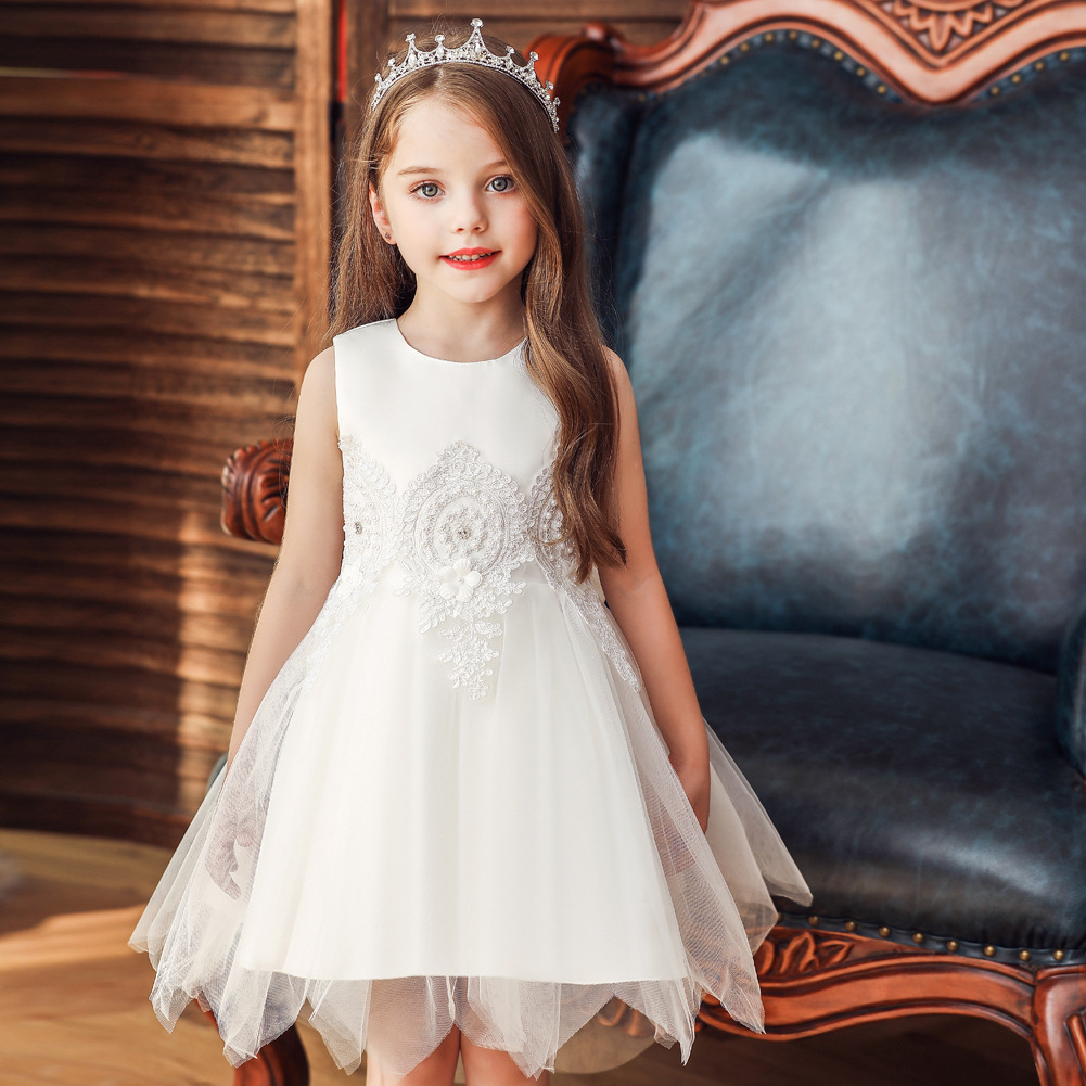 New Children's Dress Princess Dress Girls Wedding Dress Puffy Net Yarn Flower Girl Dress With Bow Veil display picture 23