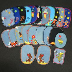 Jianxing Embroidery Oval Denim Elbow Garment Accessories Clothing Decoration Patch Iron-on Back Glue Cloth Patch