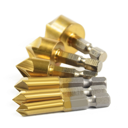 Hexagonal handle five-edged grooved chamfering knife 90-degree chamfering knife countersink drill woodworking hole opener 6-piece set wholesale
