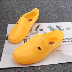 Men's Rubber Rain Boots Waterproof Men's Shoes Men's Chef Shoes Plastic Yellow Work Kitchen Shoes Construction Site Anti-Slip Flat
