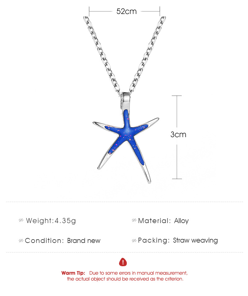 New Necklace Fashion Simple Five-pointed Star Clavicle Chain Blue Starfish Pendant Jewelry display picture 1