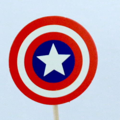 Baking cake decoration, Captain America shield five-pointed star plug-in, colorful five-pointed star plug-in, birthday decoration