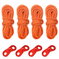 Outdoor camping tent windproof rope canopy ground spike fixing rope night reflective rope set with dual-eye wind rope buckle