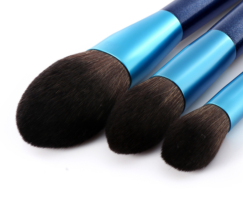 New Blue 12 Pcs Transparent Wooden Handle Transparent Bag Makeup Brush Set display picture 7