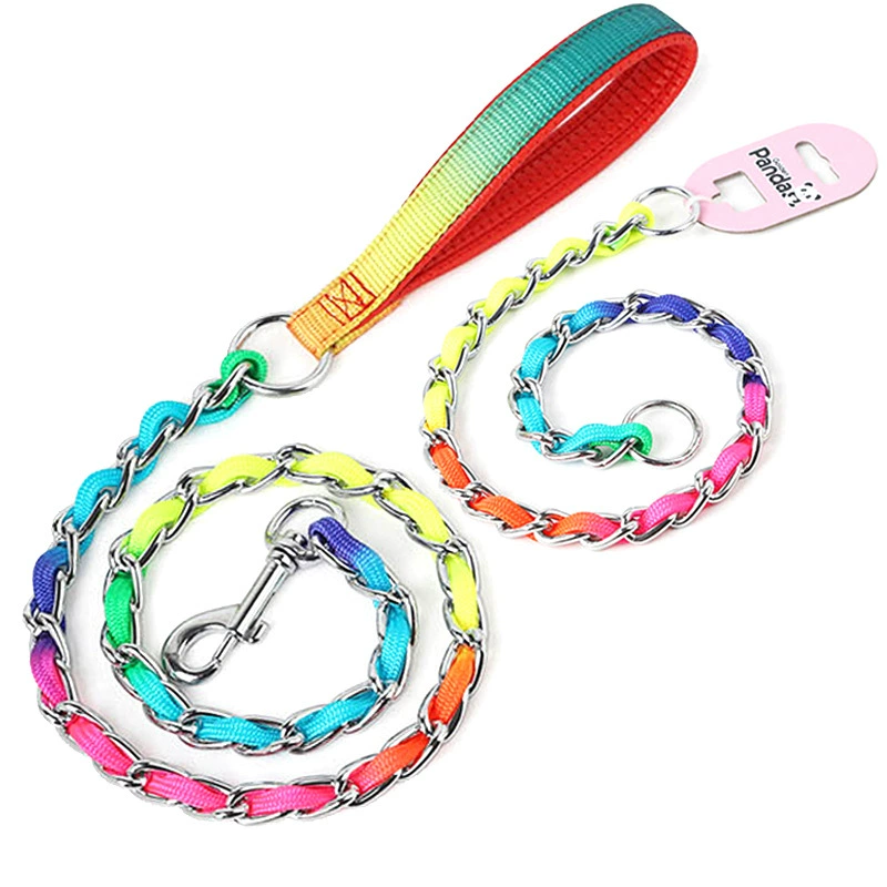 Eulex Medium Small Dog Rainbow Dog Chain Тедди Золотистый ретривер Поводок для собак Металлический поводок для выгула собак