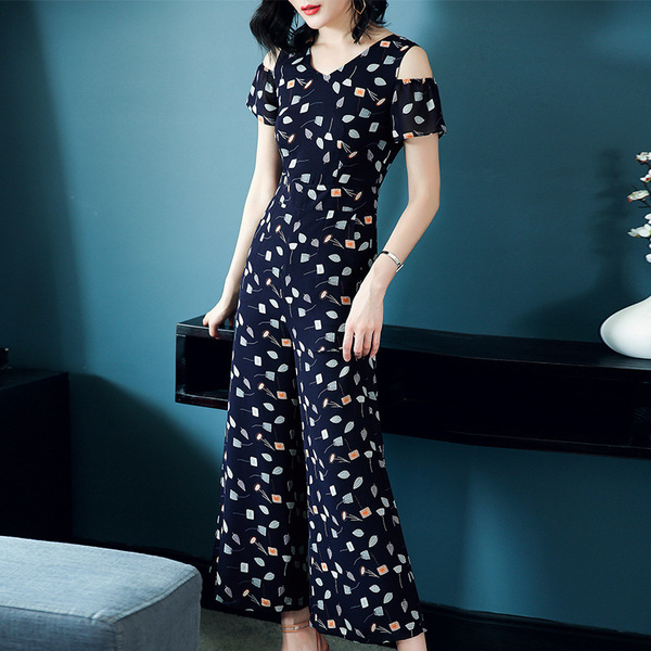 Fragmented Chiffon Couplet Broad-legged Pants Suit New Summer 