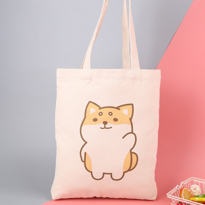 Manufactor customized lovely pattern LOGO Canvas bag Drawstring Bundle pocket Customized fold Canvas bag Cotton Folding bags