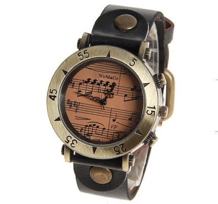 Hot selling fashion retro ladies belt watch creative note dial quartz watch student watch a generation of hair