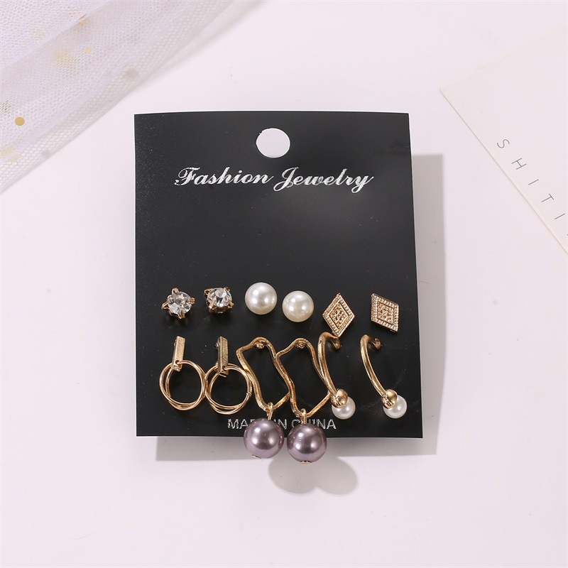 Set Earrings Fashion Pearl Geometric Earrings 6 Pairs Stud Earrings display picture 4