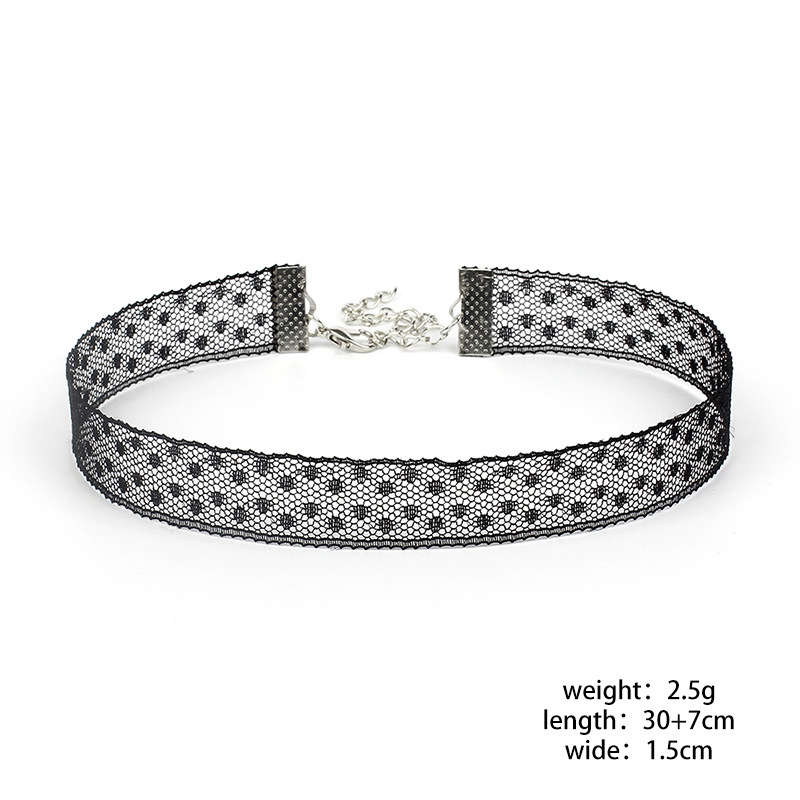 3g Weight Alloy Pendant Material Simple Style Polka Dots Alloy Lace Choker Wholesale