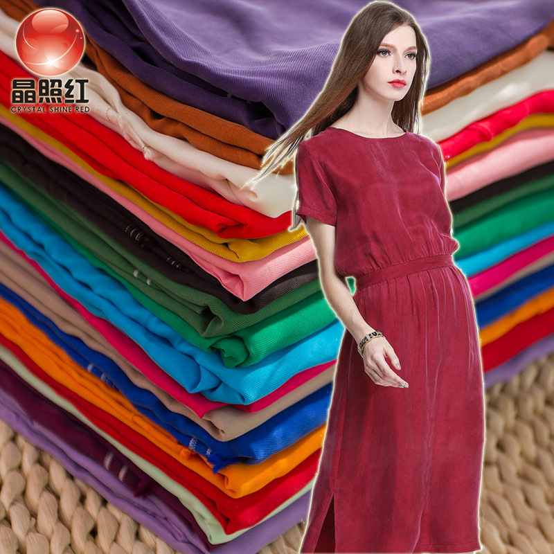 重磅砂洗铜氨丝布料 春夏季服装面料 复古手工连衣裙时装布料