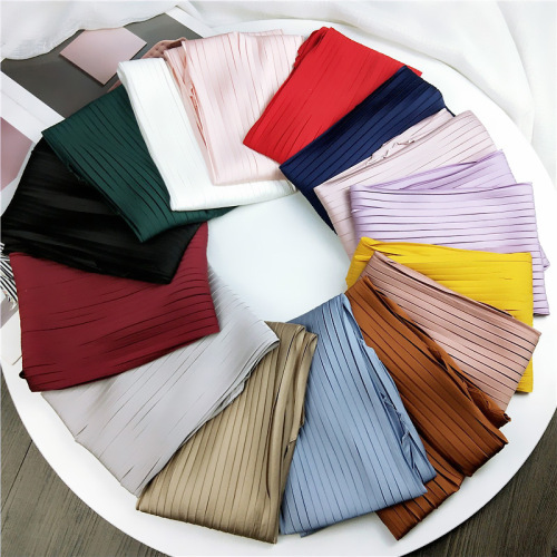 70 solid color pleated rhombus square scarf spring and autumn four seasons literary Korean style Japanese style small silk scarf versatile decorative small scarf for women