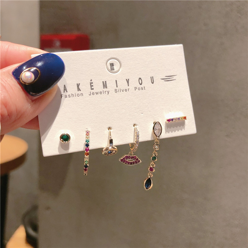 Sweet Lips Colorful Copper Plating Inlay Zircon Earrings display picture 3