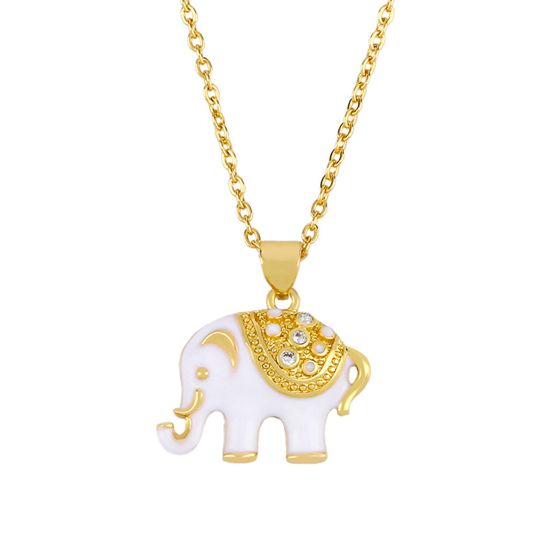 Croix-frontière Nouveaux Accessoires Japonais Et Coréen Ins Mignon Éléphant Animal Collier Femelle Dripping Huile Bijoux Pendentif En Gros Nkq06 display picture 2