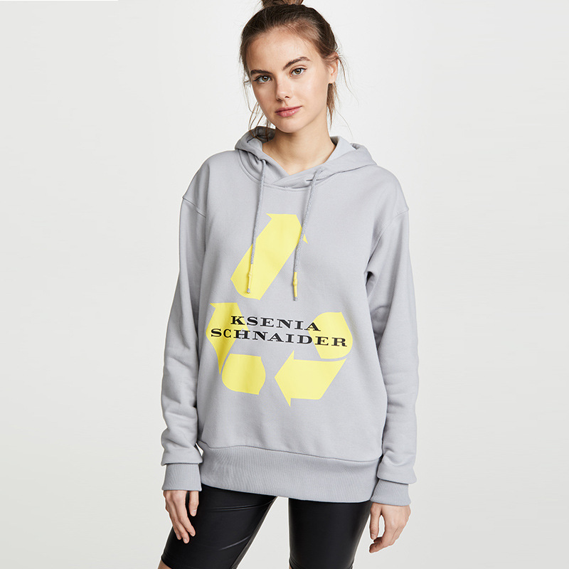 针织卫衣源头工厂来图来样小批量生产订制女式休闲连帽印花大码款