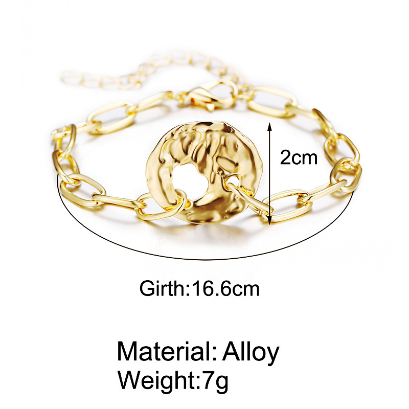 Stylish Geometric Cutout Gold Metal Bracelet display picture 1