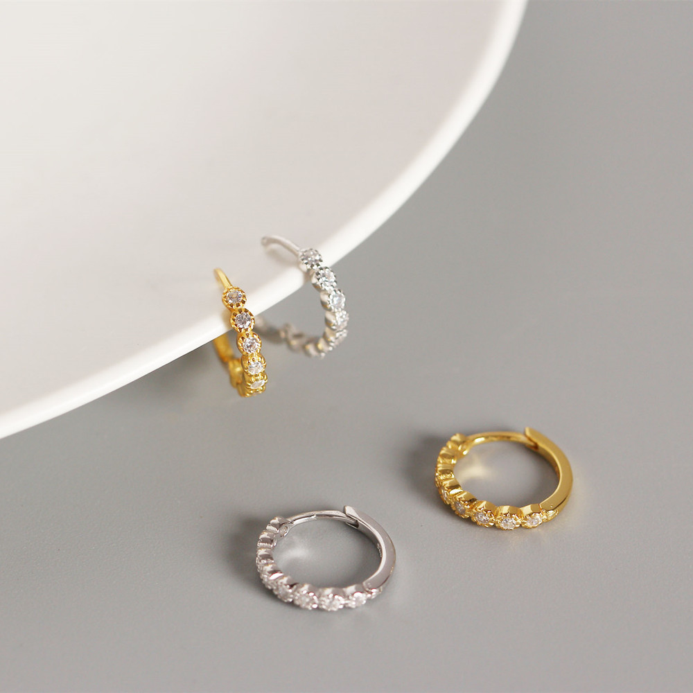 Geometric Fashion 925 Sterling Silver Gem Diamond Earrings display picture 5