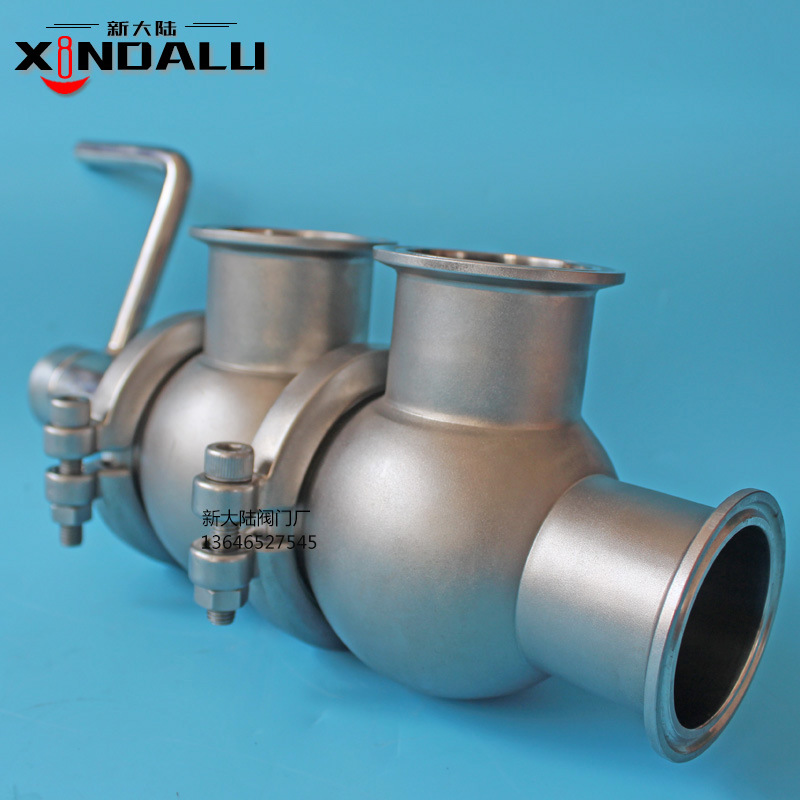 不锈钢304手动换向阀 卫生级两位三通换向阀 卡箍式快装换向阀