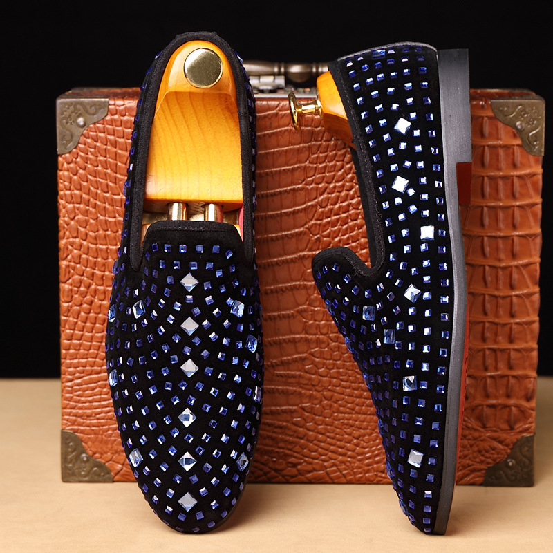 Leather shoes Men's fashion men's shoes rhinestone small leather shoes_vogvips.com