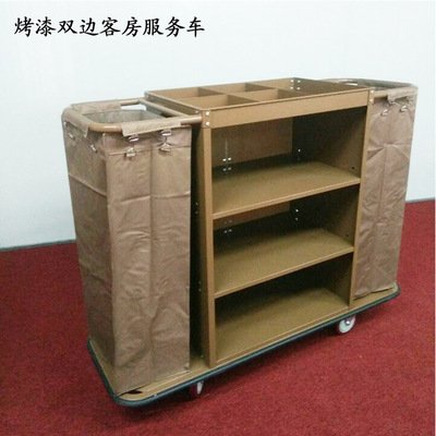 單雙邊布草車 烤漆客房服務車 手推客房清潔車 酒店 賓館收納車