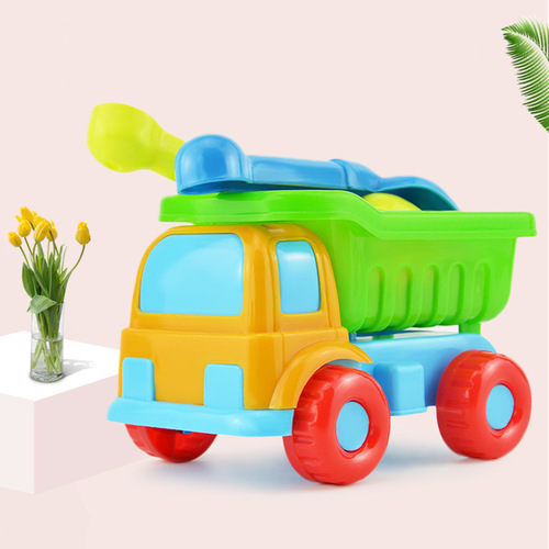 Children's beach toy car 5-piece set, beach stall, summer outdoor sand digging tool, shovel and sand pool set