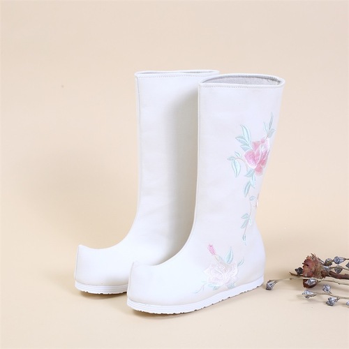 Ancient chinese Hanfu costume boots for Children girls women's fairy princess performance embroidered boots with inner height