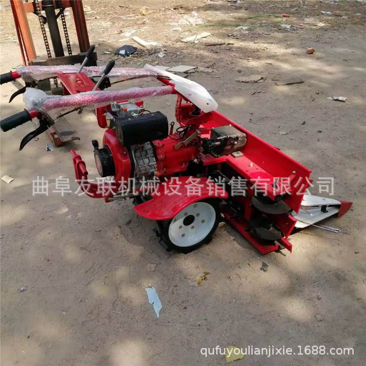 柴油直连手推式割晒机 小地块麦子割倒机 山区丘陵玉米秸秆割倒机