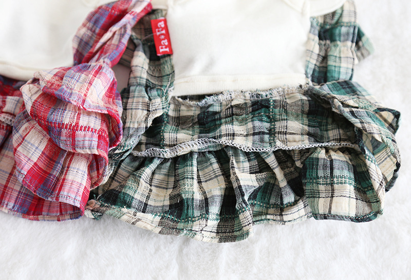 彩格口袋拼接裙