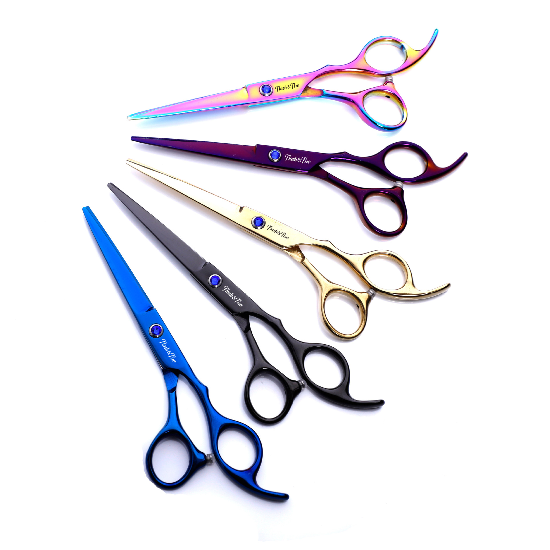 炫火黑色美发剪刀彩色蓝色专业理发剪刀剪头发剪刀套装批发