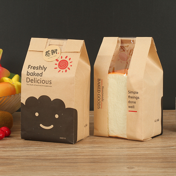 透明开窗食品纸袋 淋膜食品面包包装袋子 吐司开窗膜袋密封拉链袋