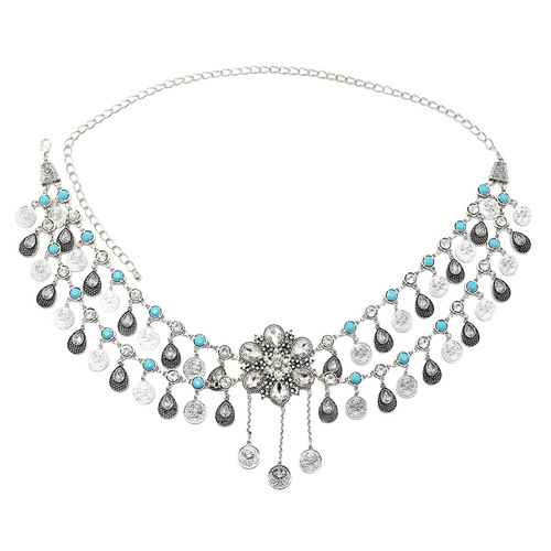 Cross-border new diamond coin tassel waist chain beach decoration belly dance body chain accessories manufacturer wholesale