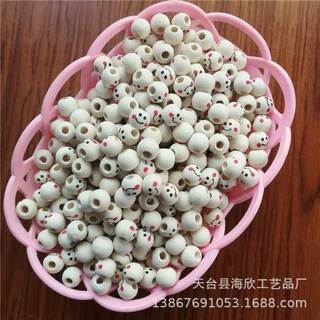 厂家批发木质工艺品9*10MM笑脸木珠原木圆珠散珠DIY手工串珠100颗