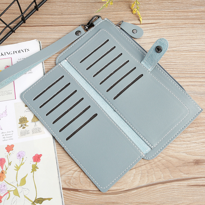 116g Weight Zipper Closure Type Business, Travel Occasion Pu Leather Material Solid Color Pattern Women'S Gender Square Shape Light Grey, Dark Grey, Rose Red, Pink, Red, Green, Blue, Gold, Black Color Fashion Multi-function Zipper Multi-card Buckle Wallet 19