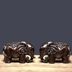 Carved Elephant Decorative Piece Made of Black Wood, a Solid Wood Home Decor for Living Room, Red Wood Craftsmanship, Ideal for Moving House Gift