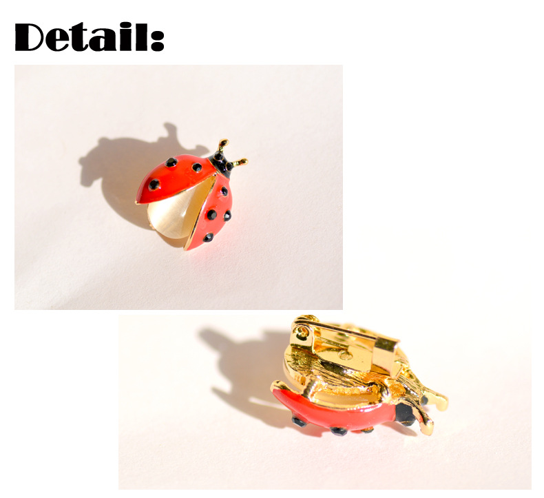 Unisex Gender Cute Pin Ladybugs Alloy Plating Inlay Rhinestones Cat's Eye Stone Unisex Brooches
