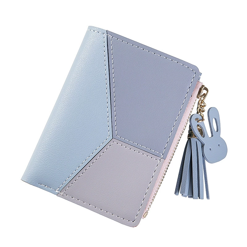 Short zipper wallet, Korean style, universal card holder, compact 12.4×9.6×2.1 cm