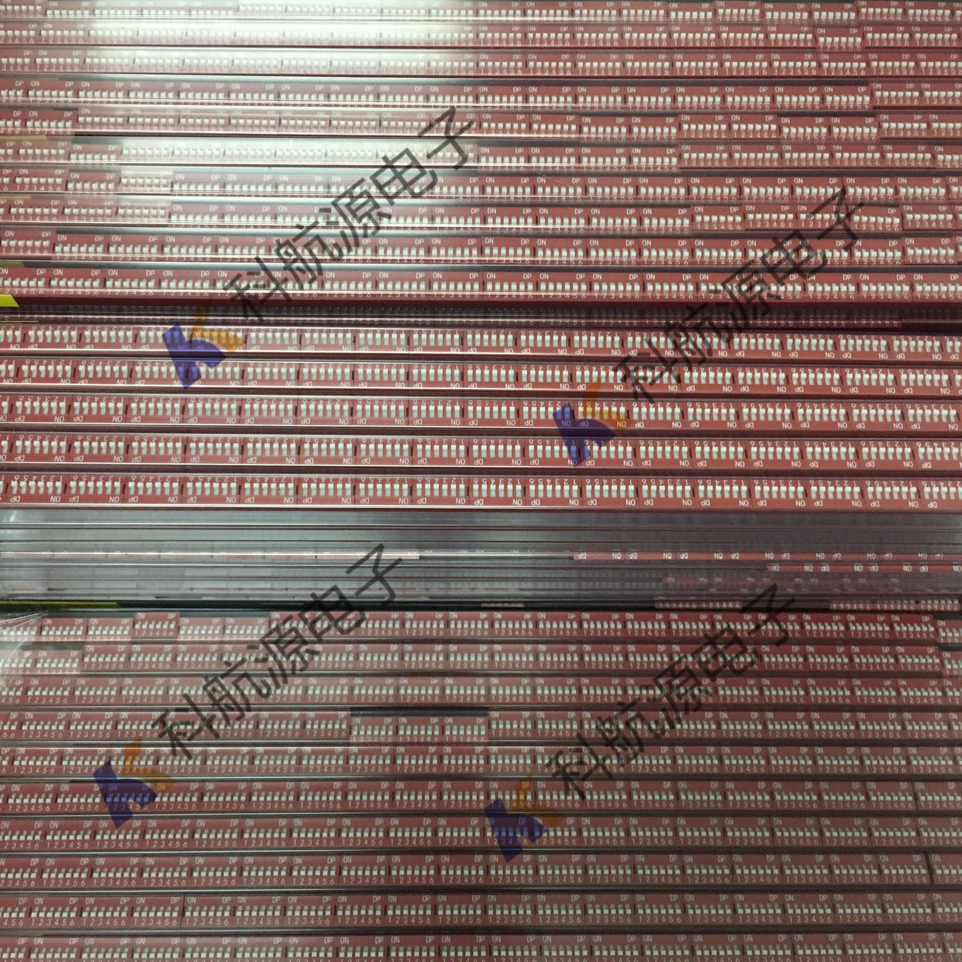 优质DS-06P拨码开关6位平拨开关6P拨动开关 红色基座镀金针脚