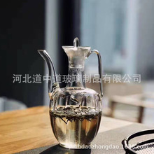 仿宋点茶耐热玻璃执壶 纯手工耐高温仿古瓜棱执壶可电陶炉加热