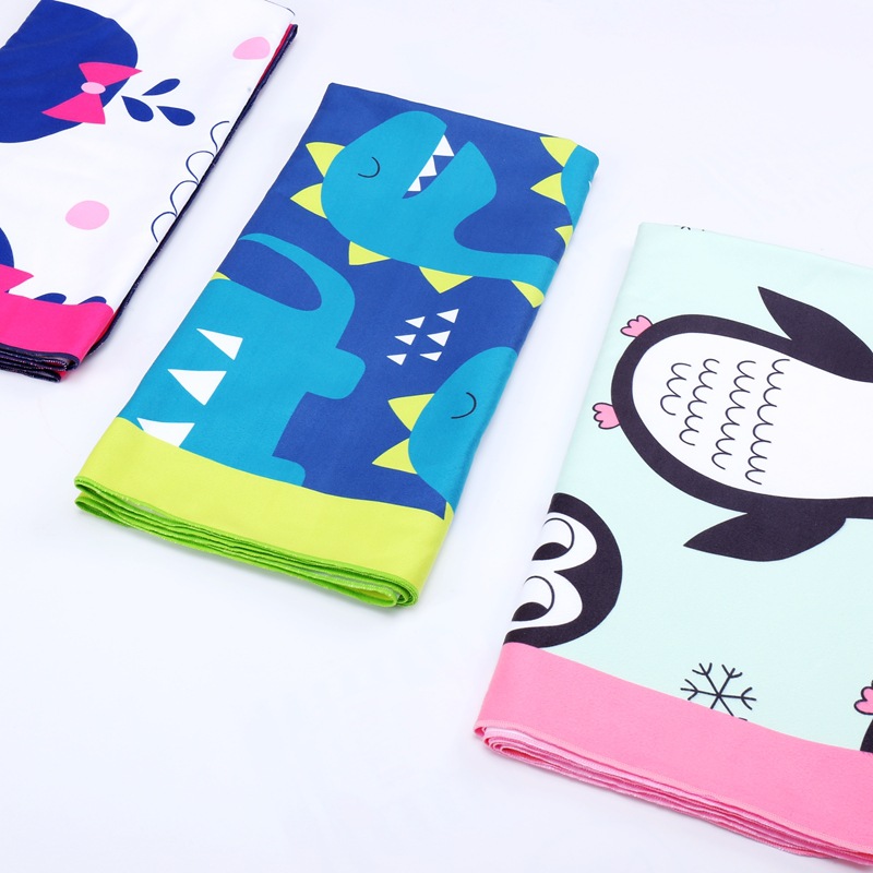 批发定制超细纤维儿童游泳吸水沙滩巾浴巾健身运动速干斗篷大毛巾