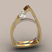 保胜欧美创意几何三角形镶钻戒指 wish外贸镀18k黄金分色指环女