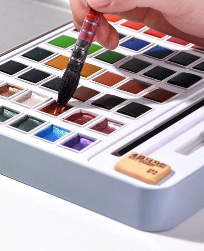 Xile pearlescent metallic color 36 colors 48 colors set manicure solid watercolor pigment iron box set hand-painted portable