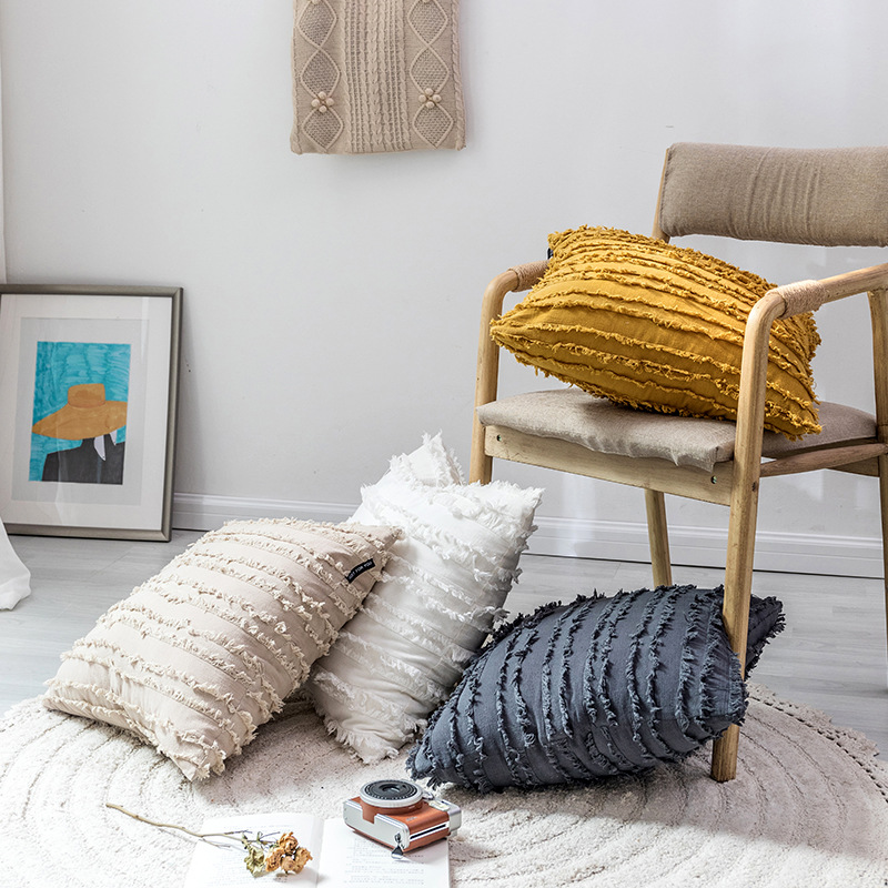 亚马逊热卖 现代欧式棉麻亚麻提花抱枕样品间软装店精品靠垫现货|ms