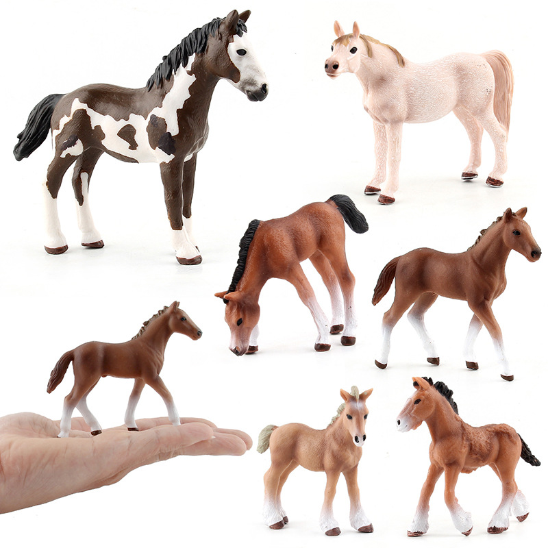 Amazon Venta caliente 12 simulación sólido bosque animal caballo modelo pintas macho caballo hafflin hembra caballo modelo