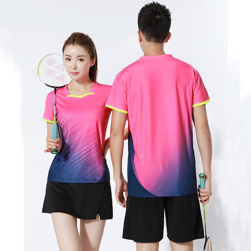 Summer Slim-fit Badminton Jersey Women's Skirt Breathable Quick-drying Ping-pong Volleyball Uniform Men's Training Printed T-shirt Sports Suit