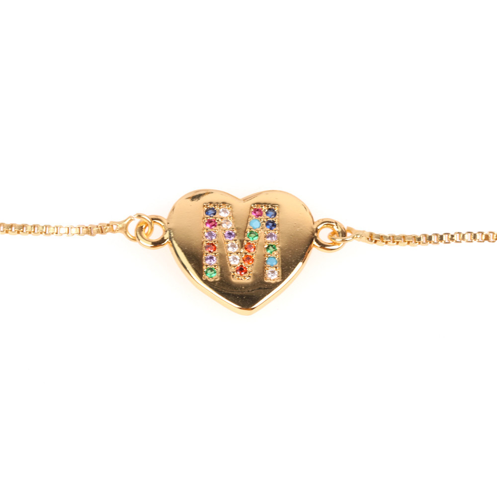 Europe Et En Amérique Croix Frontière Bijoux Cadeau Amour Coeur Bracelet Femmes De 26 Lettres Couleur Zircon Bracelet De Traction display picture 5